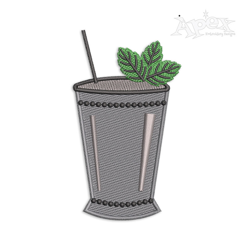 Mint Julep Cocktail Drink of Kentucky Derby Machine Embroidery Design