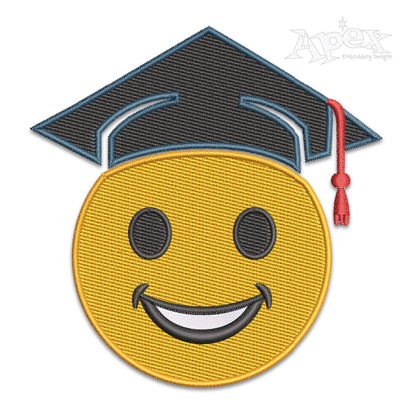Graduation Smiley Face Machine Embroidery Design
