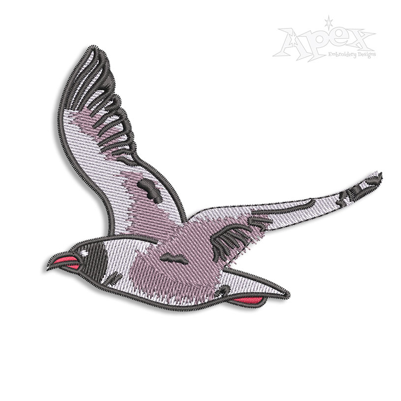Flying Sea Gull Soaring Bird Machine Embroidery Design