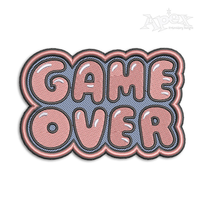 Game Over Word Art Machine Embroidery Design